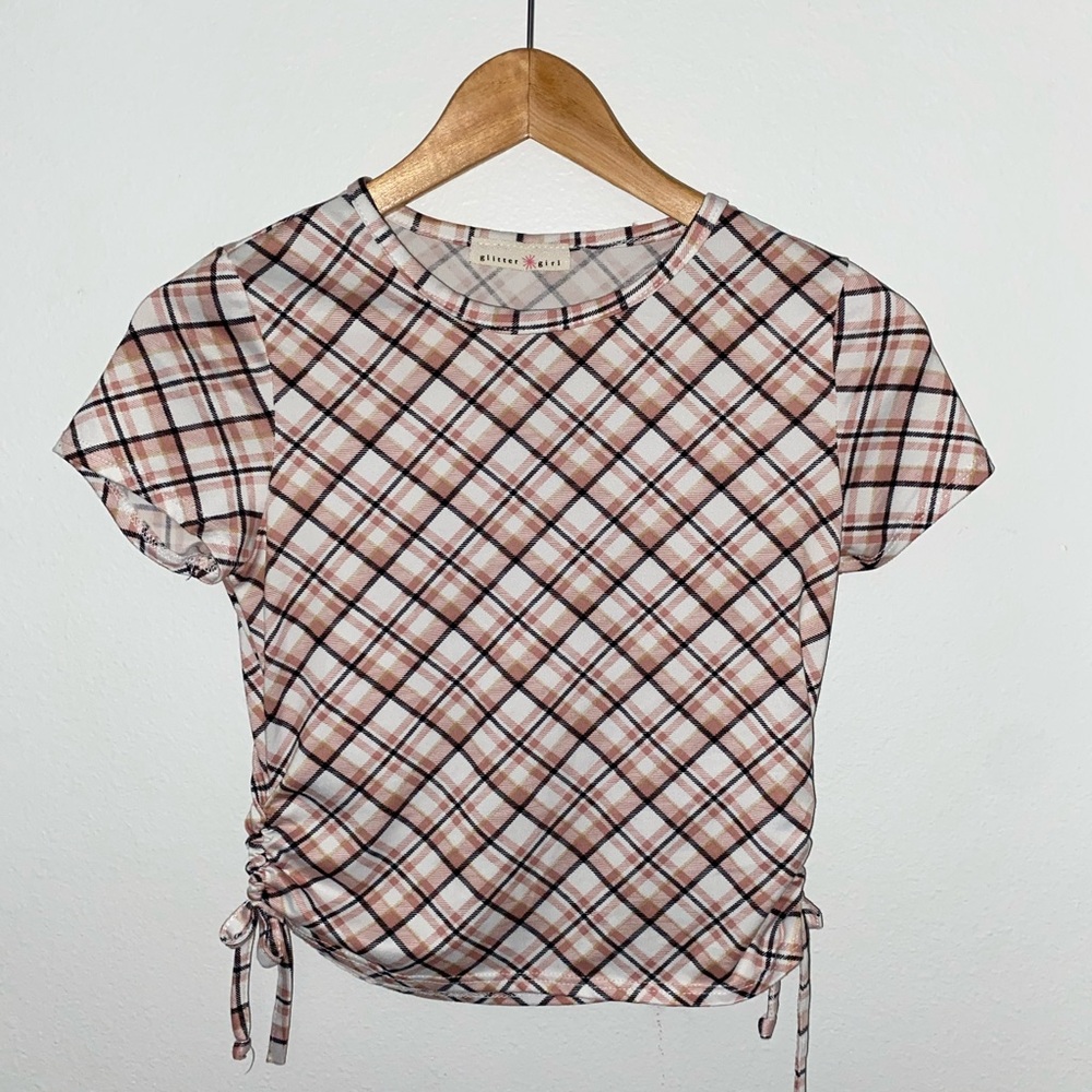 Stylish Plaid Top with Side Ties
